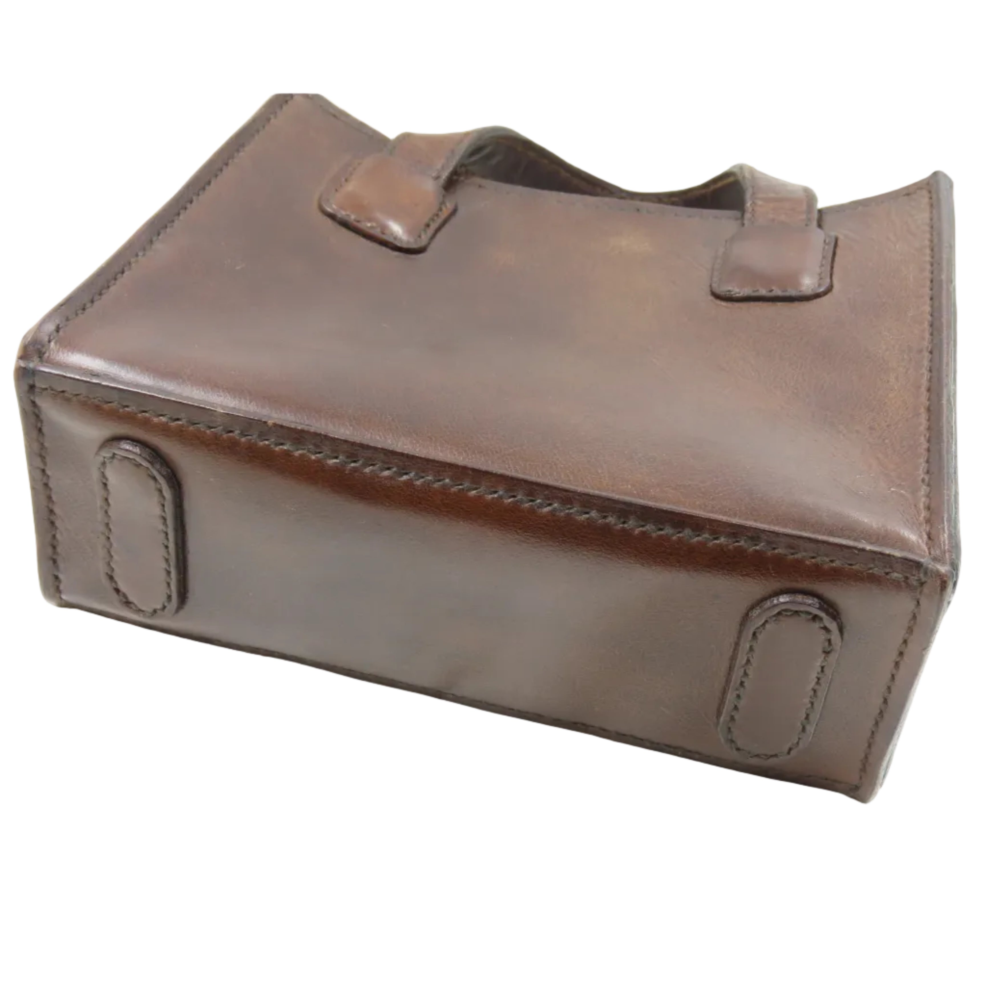 Brown leather briefcase on a white background