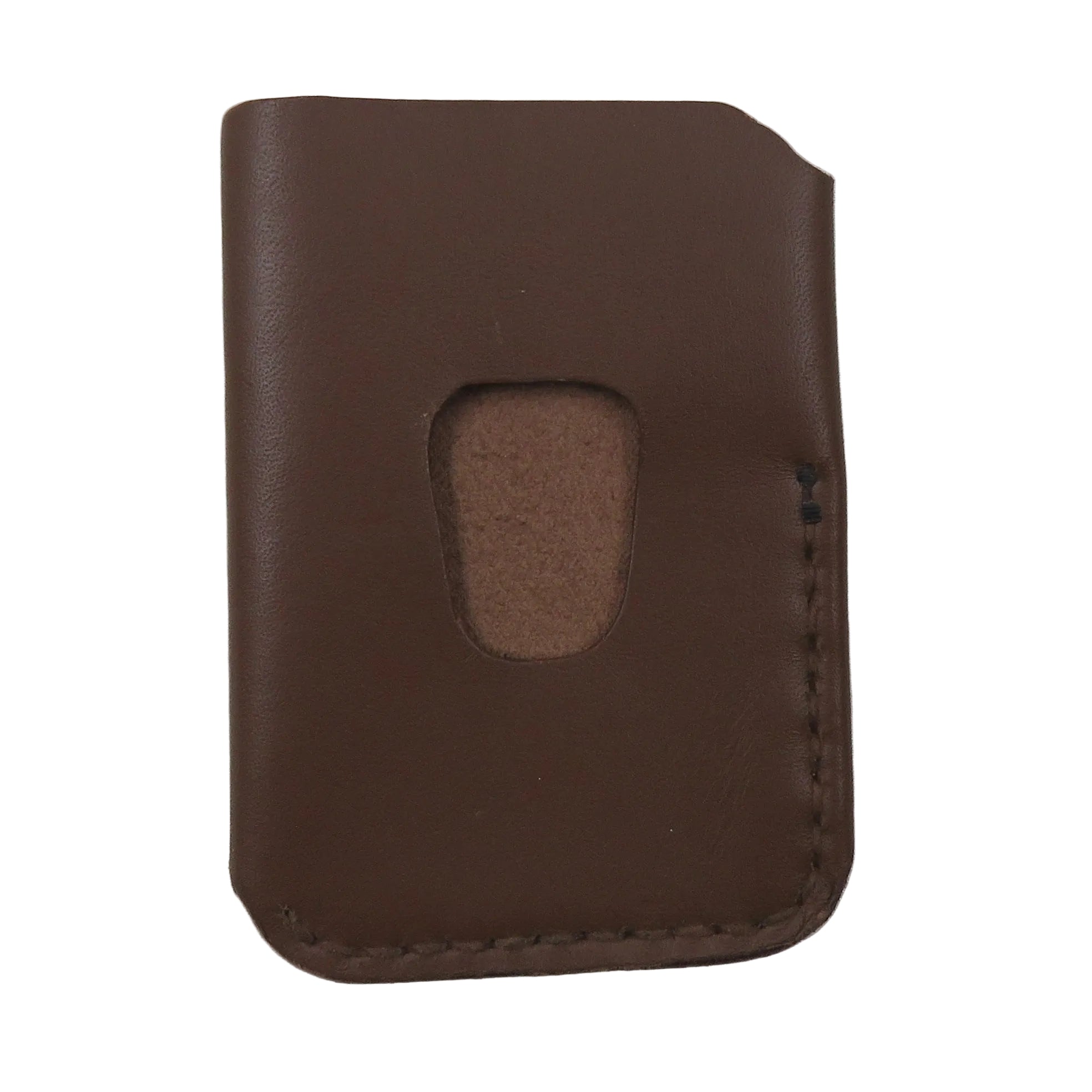 Brown leather wallet on a white fabric background